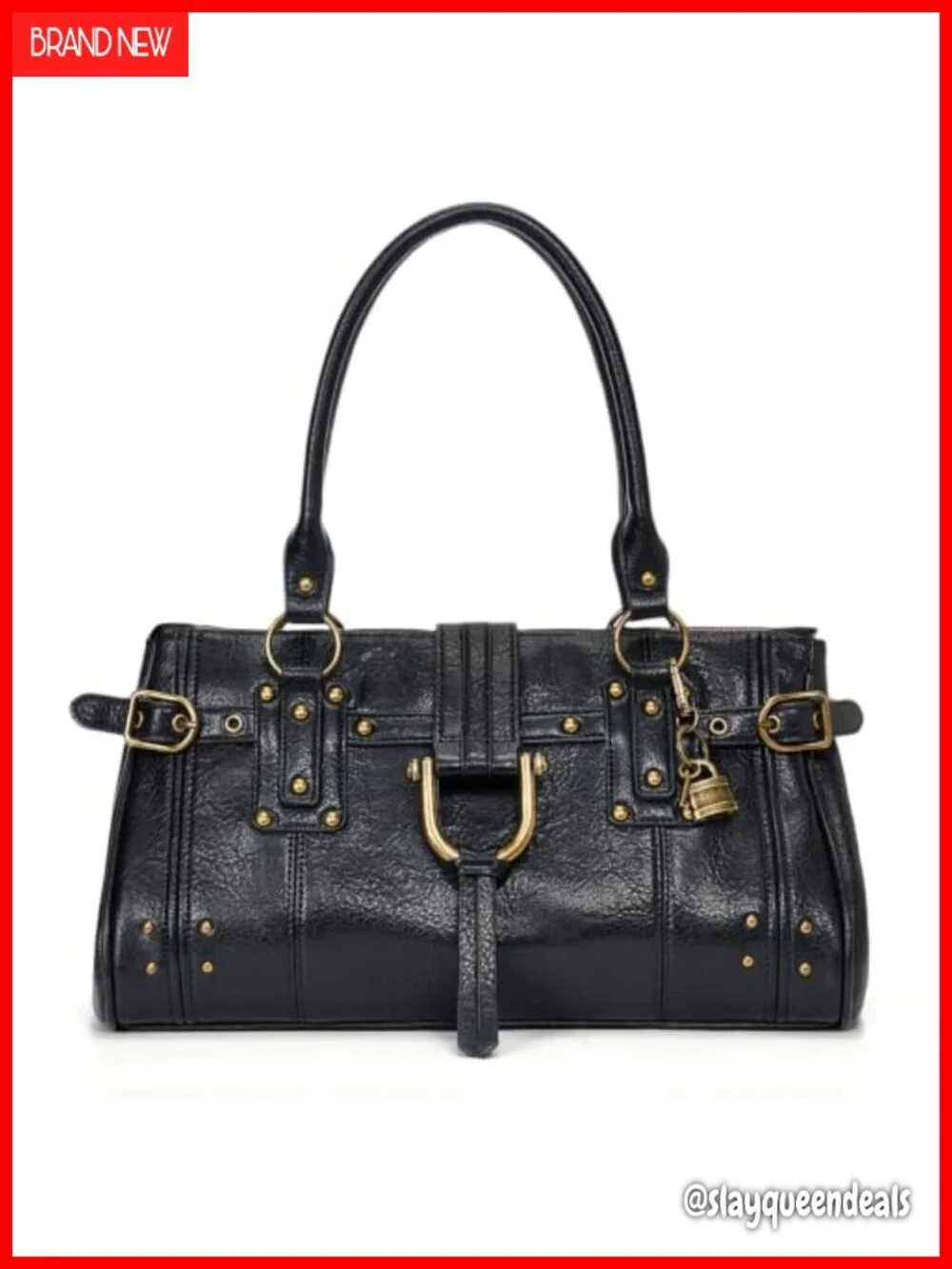 Slouchy Hobo Tote Bag PU Leather Y2K Shoulder Handbag